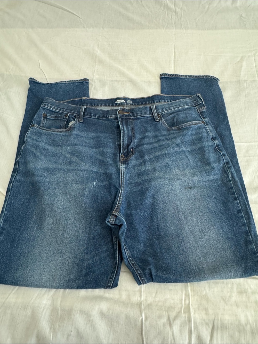 Old Navy Men’s Straight Leg Jeans  in Dark Blue Denim